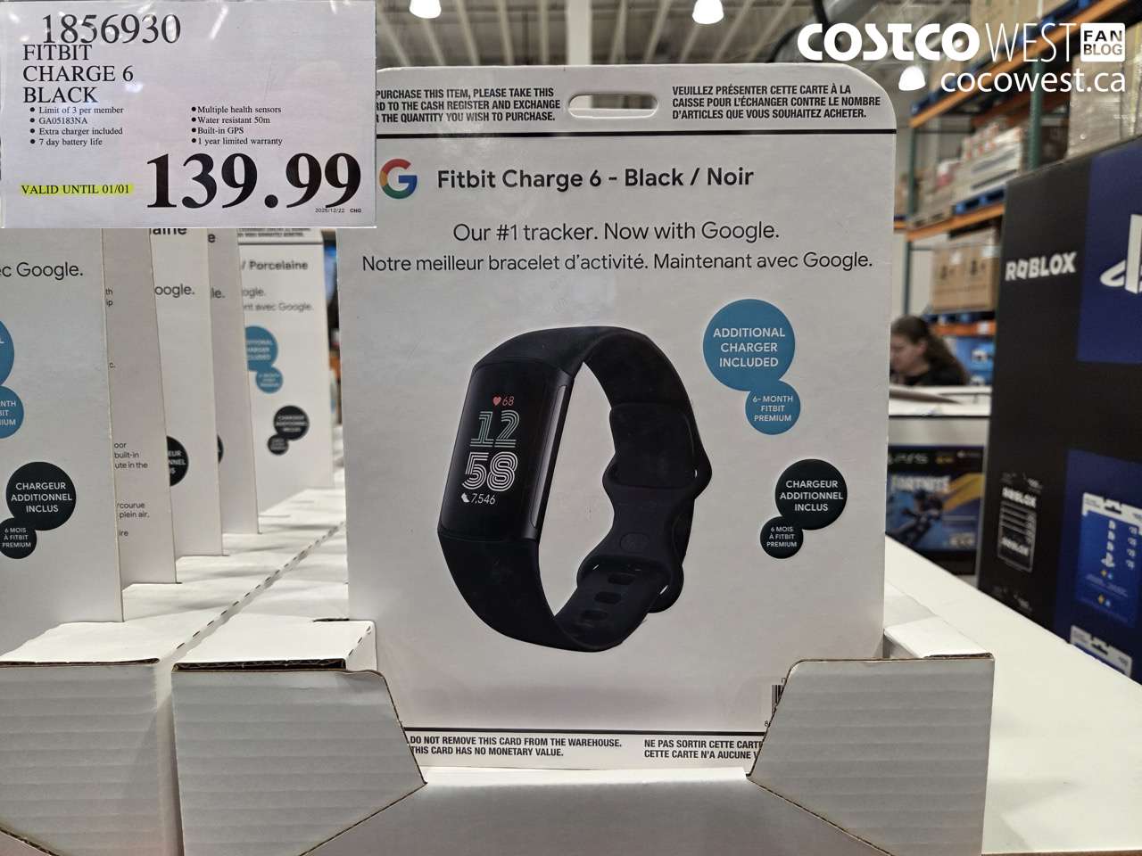 1856930 FITBIT CHARGE 6 BLACK (EXPIRES ON 2026-01-01) $139.99