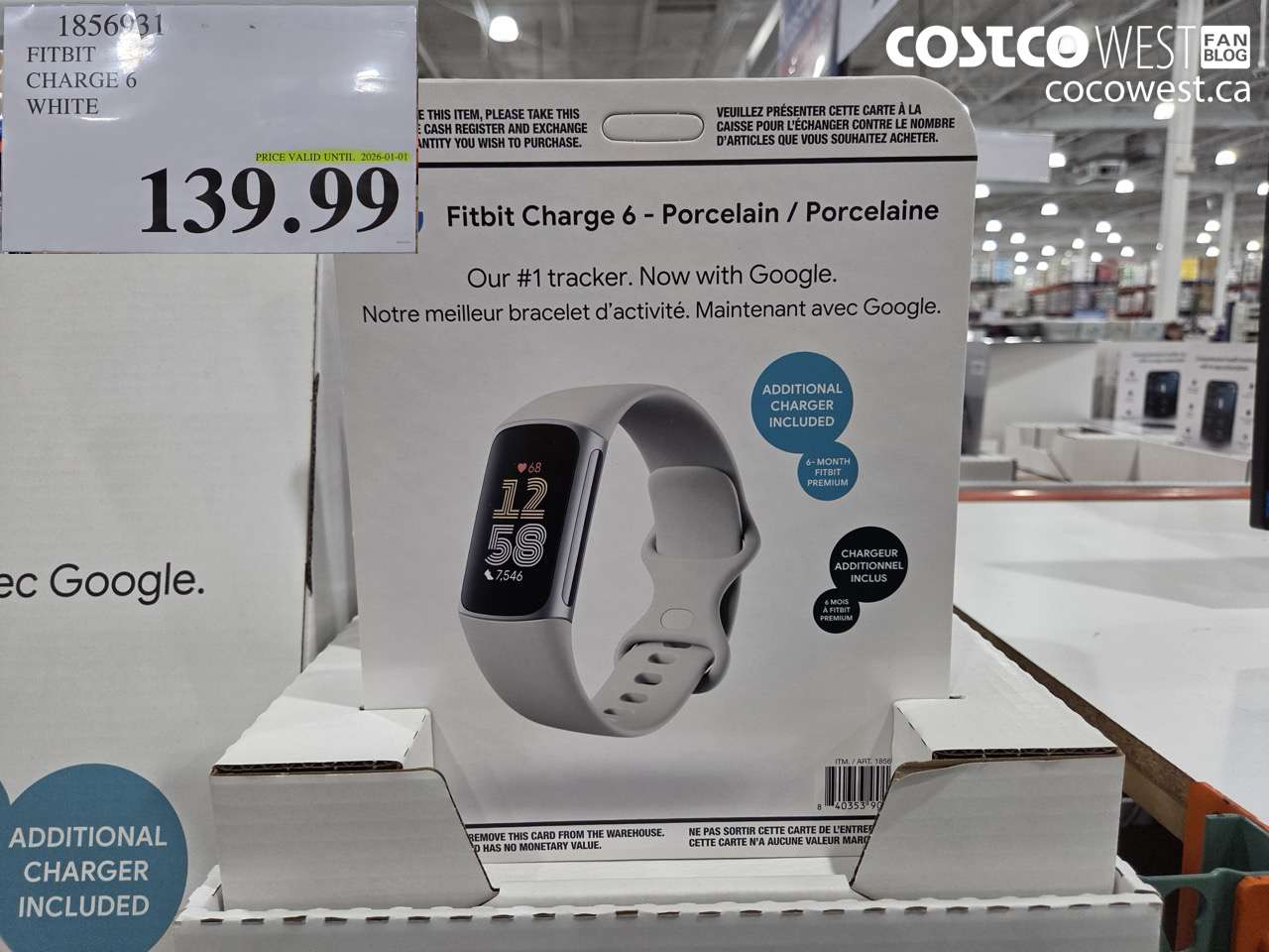 1856931 FITBIT CHARGE 6 WHITE (EXPIRES ON 2026-01-01) $139.99