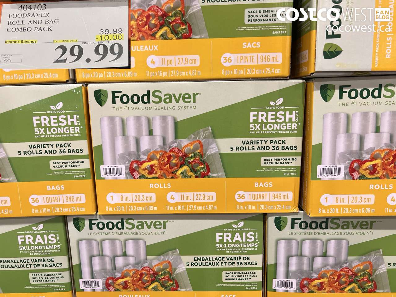 404103 FOODSAVER ROLLS AND PRE-CUT BAGS ($10.00 INSTANT SAVINGS EXPIRES ON 2026-01-18) $29.99