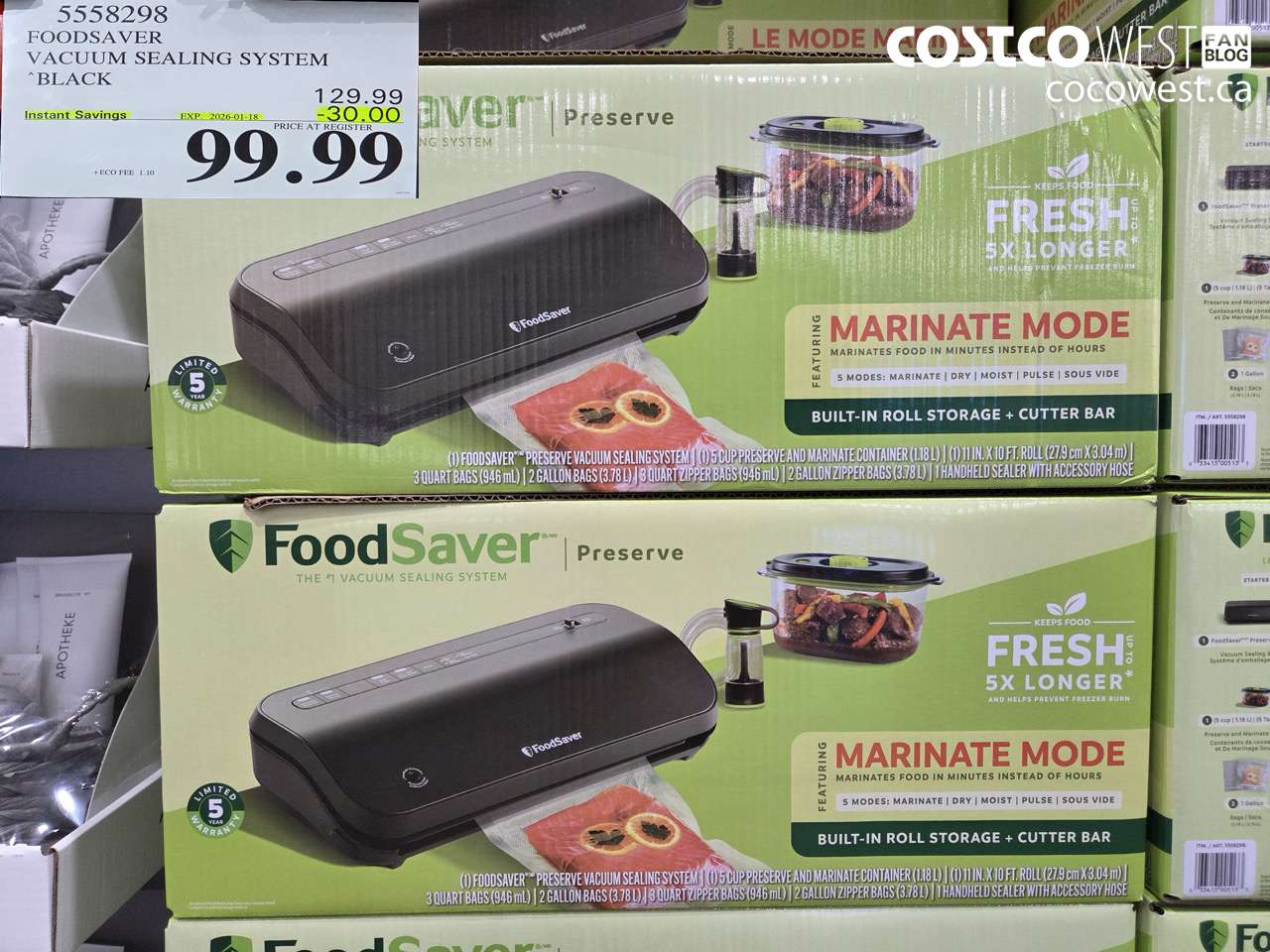 5558298 FOODSAVER VACUUM SEALING SYSTEM BLACK ($30.00 INSTANT SAVINGS EXPIRES ON 2026-01-18) $99.99