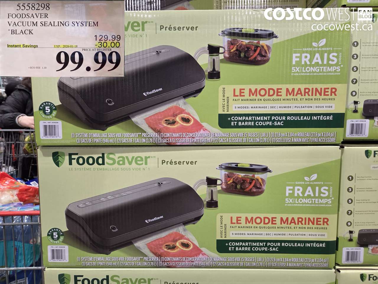 5558298 FOODSAVER VACUUM SEALING SYSTEM BLACK ($30.00 INSTANT SAVINGS EXPIRES ON 2026-01-18) $99.99