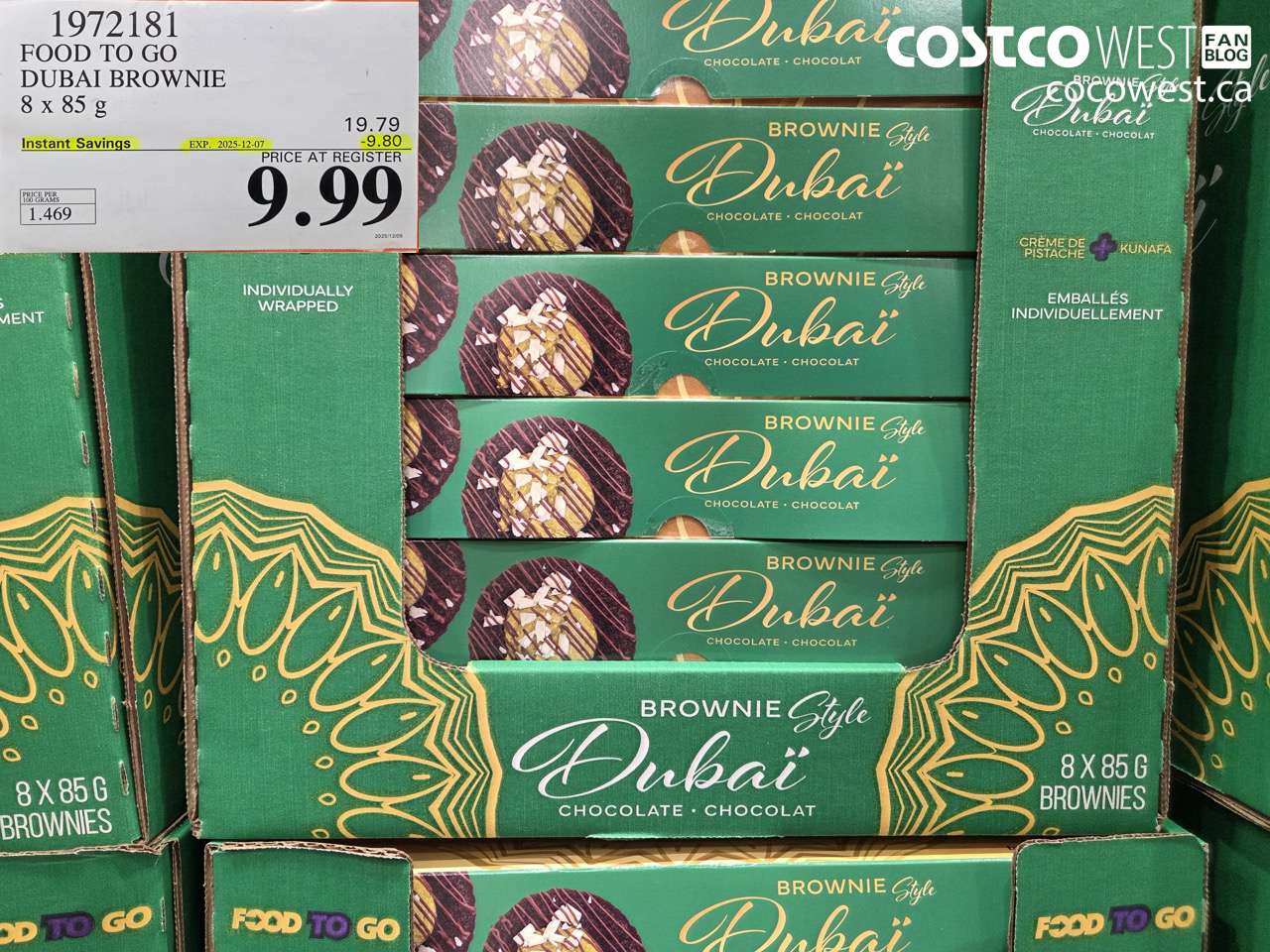 1972181 FOOD TO GO DUBAI BROWNIE 8 X 85G ($9.80 INSTANT SAVINGS EXPIRES ON 2025-12-07) $9.99