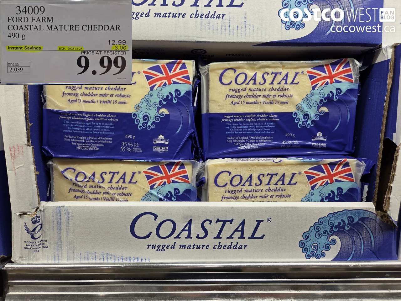 34009 FORD FARM COASTAL MATURE CHEDDAR 490G ($3.00 INSTANT SAVINGS EXPIRES ON 2025-12-28) $9.99