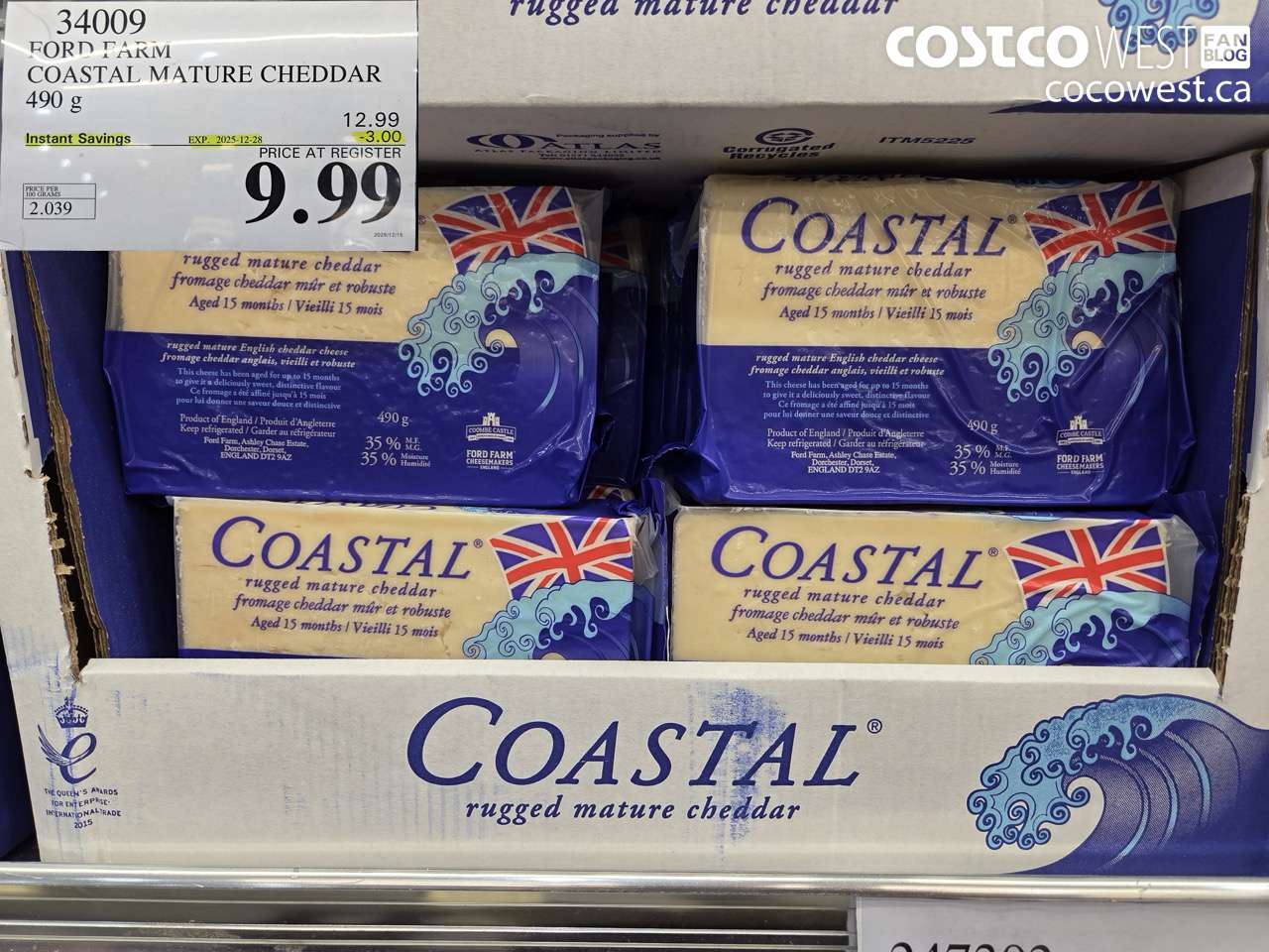 34009 FORD FARM COASTAL MATURE CHEDDAR 490G ($3.00 INSTANT SAVINGS EXPIRES ON 2025-12-28) $9.99