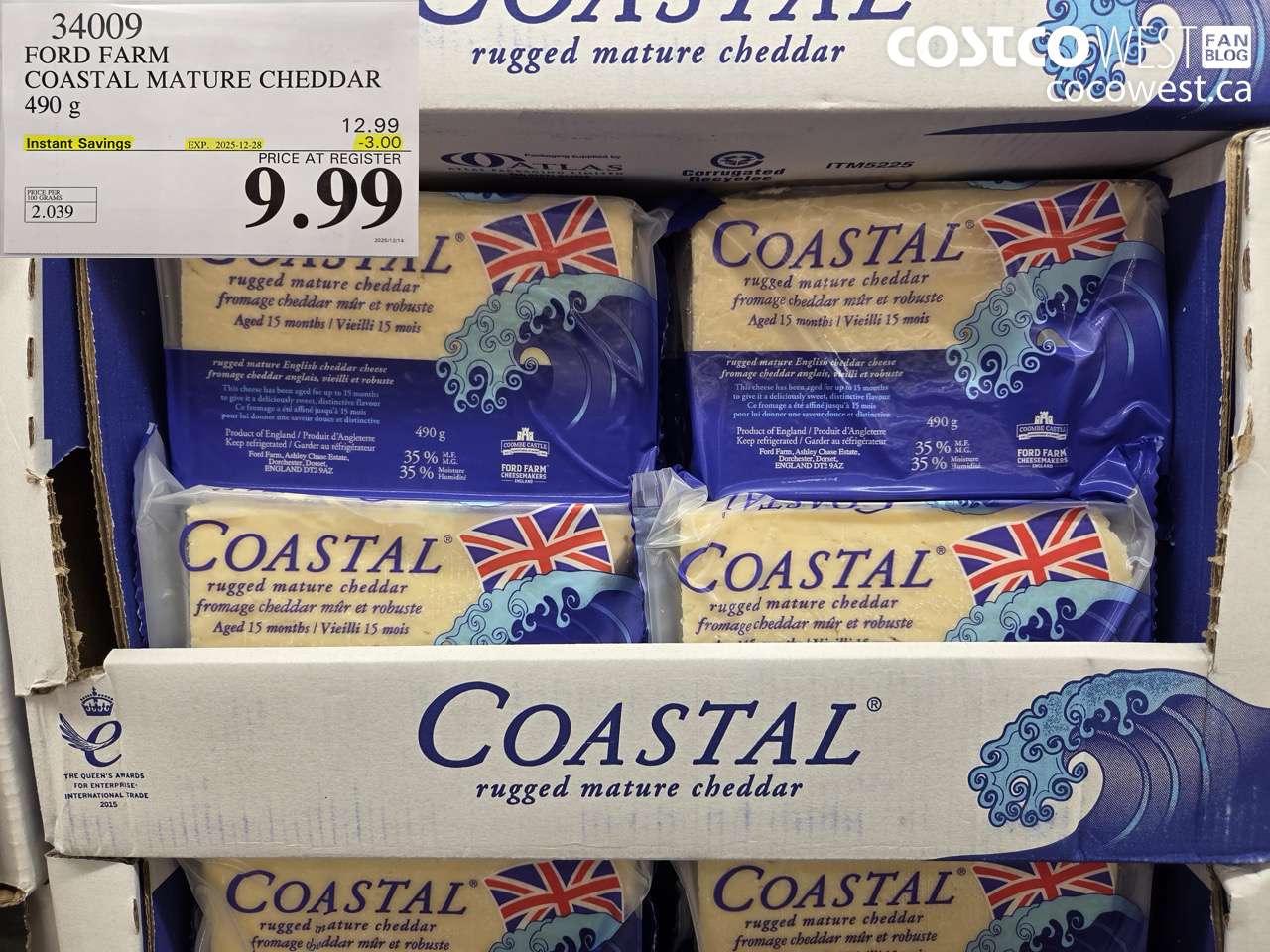 34009 FORD FARM COASTAL MATURE CHEDDAR 490G ($3.00 INSTANT SAVINGS EXPIRES ON 2025-12-28) $9.99