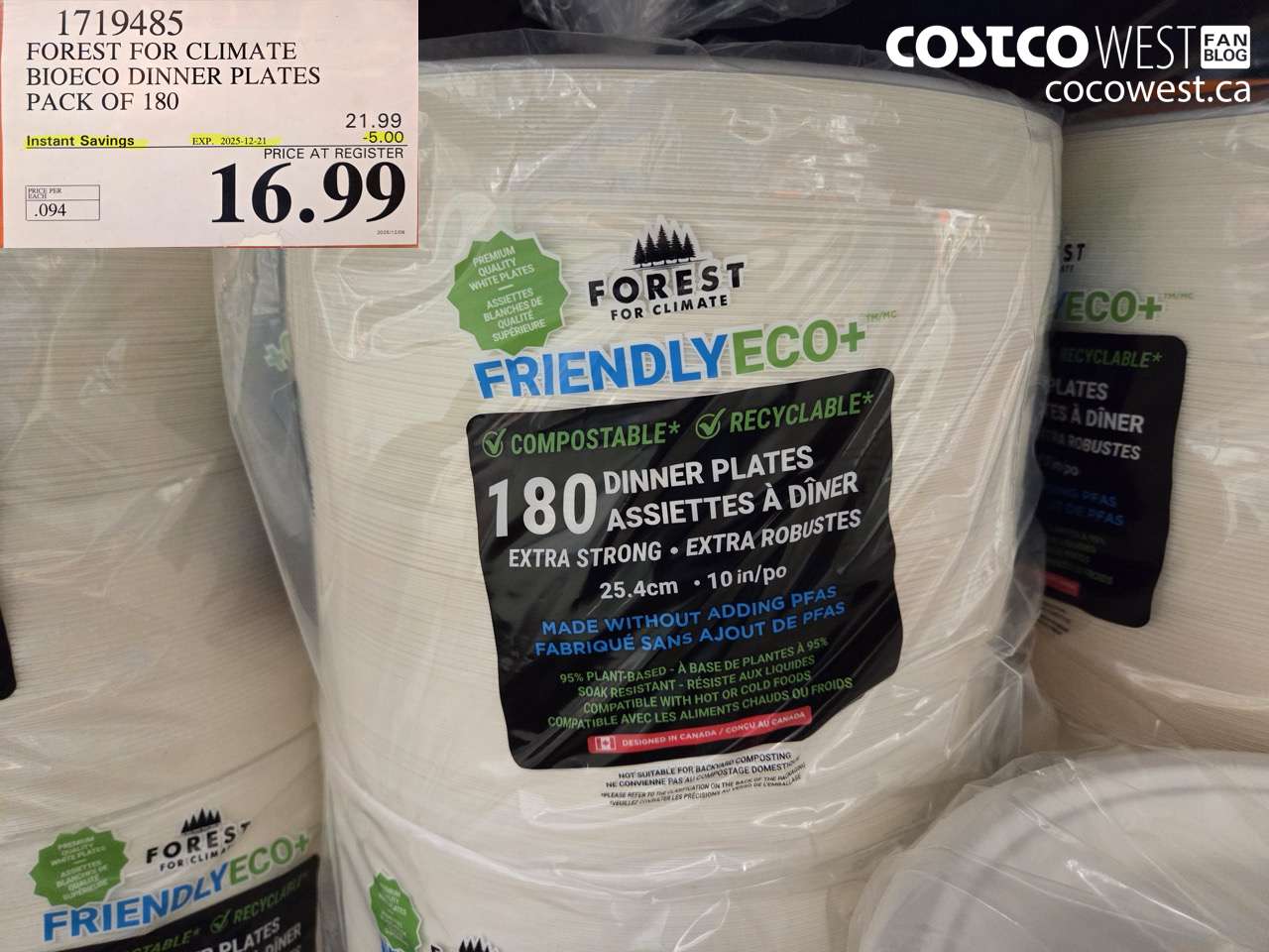 1719485 FOREST FOR CLIMATE BIOECO DINNER PLATES PACK OF 180 ($5.00 INSTANT SAVINGS EXPIRES ON 2025-12-21) $16.99