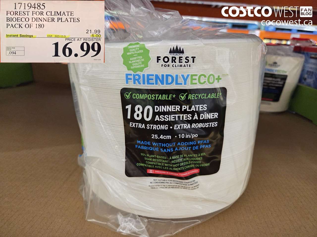 1719485 FOREST FOR CLIMATE BIOECO DINNER PLATES PACK OF 180 ($5.00 INSTANT SAVINGS EXPIRES ON 2025-12-21) $16.99