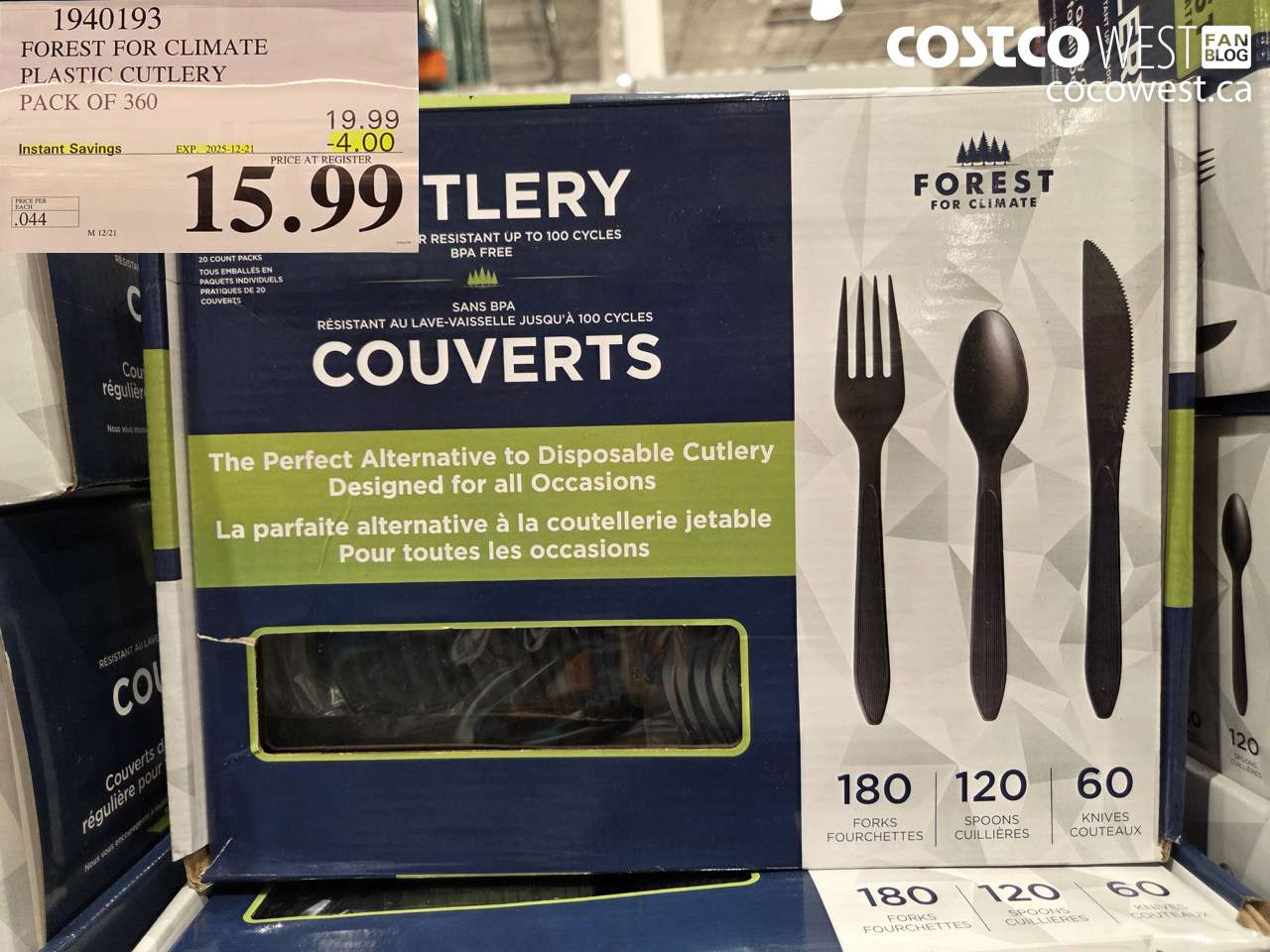 1940193 FOREST FOR CLIMATE PLASTIC CUTLERY PACK OF 360 ($4.00 INSTANT SAVINGS EXPIRES ON 2025-12-21) $15.99