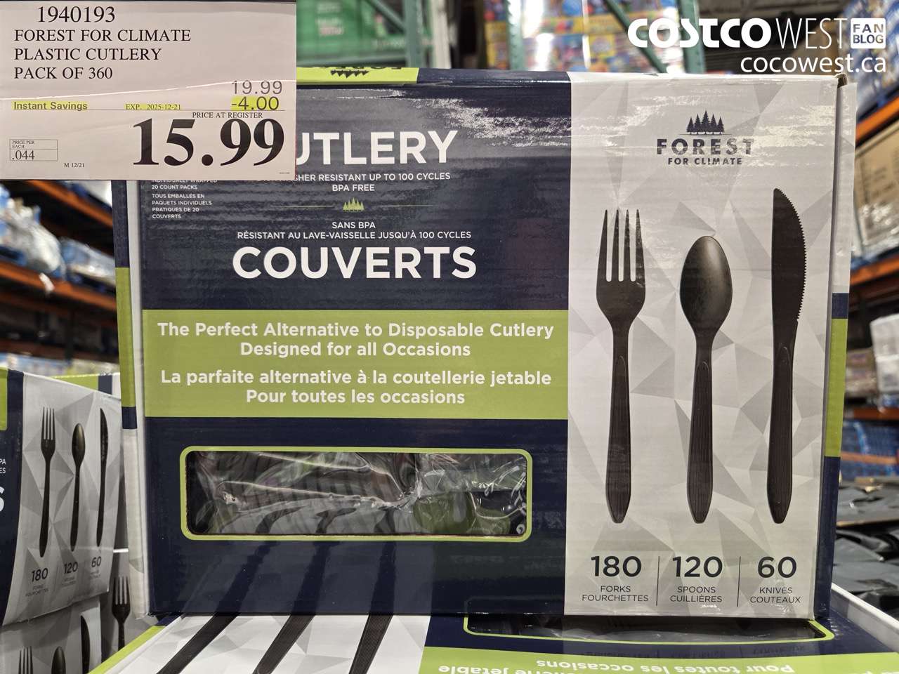 1940193 FOREST FOR CLIMATE PLASTIC CUTLERY PACK OF 360 ($4.00 INSTANT SAVINGS EXPIRES ON 2025-12-21) $15.99