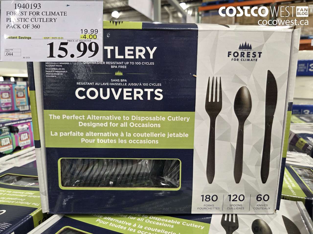 1940193 FOREST FOR CLIMATE PLASTIC CUTLERY PACK OF 360 ($4.00 INSTANT SAVINGS EXPIRES ON 2025-12-21) $15.99