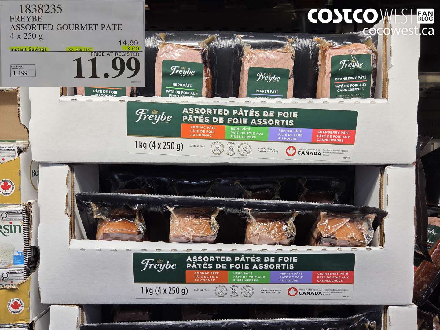 1838235 FREYBE ASSORTED GOURMET PATE 4 X 250G ($3.00 INSTANT SAVINGS EXPIRES ON 2025-12-07) $11.99