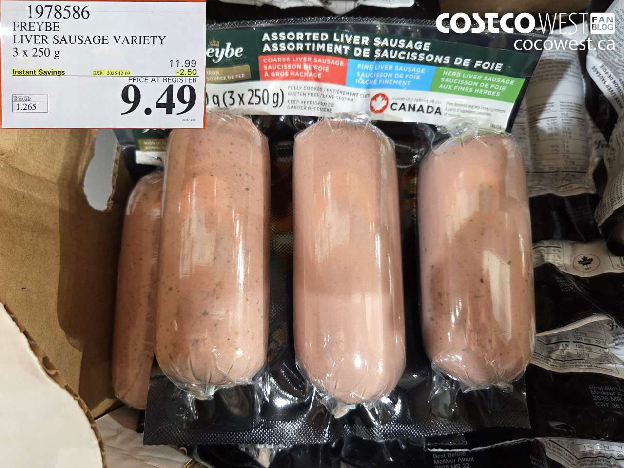 1978586 FREYBE LIVER SAUSAGE VARIETY 3 X 250G ($2.50 INSTANT SAVINGS EXPIRES ON 2025-12-09) $9.49