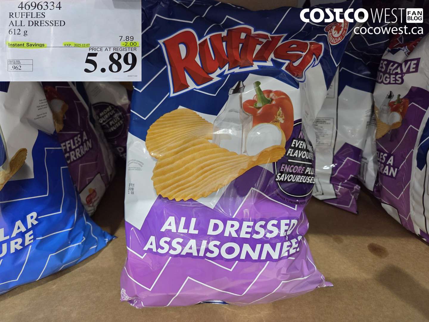 4696334 FRITO LAY RUFFLES ALL DRESSED 612G ($2.00 INSTANT SAVINGS EXPIRES ON 2025-12-07) $5.89