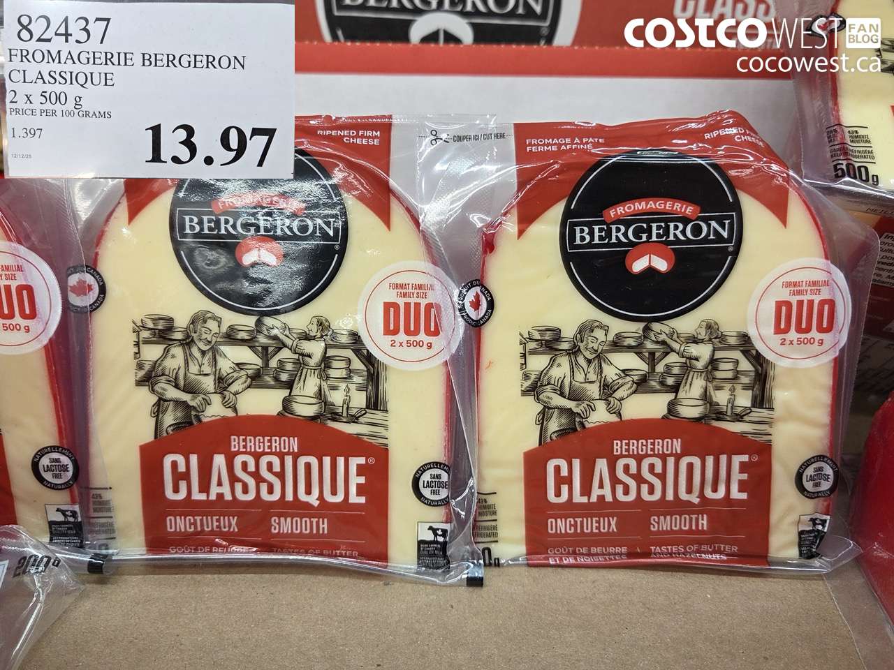 82437 FROMAGERIE BERGERON CLASSIQUE 2 x 500 g $13.97
