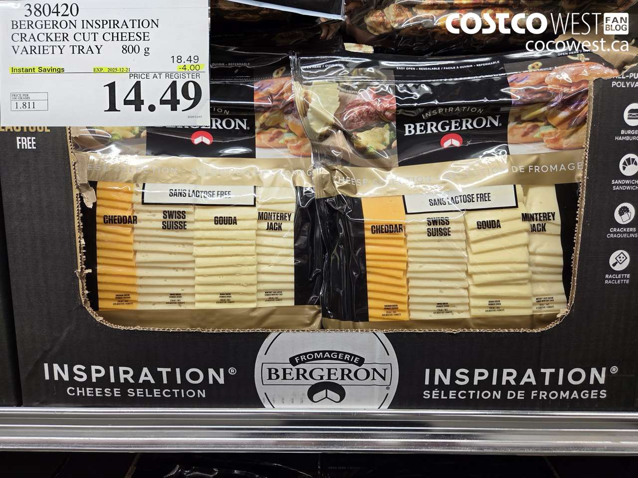 380420 FROMAGERIE BERGERON INSPIRATION PACK 800 g ($4.00 INSTANT SAVINGS EXPIRES ON 2025-12-21) $14.49