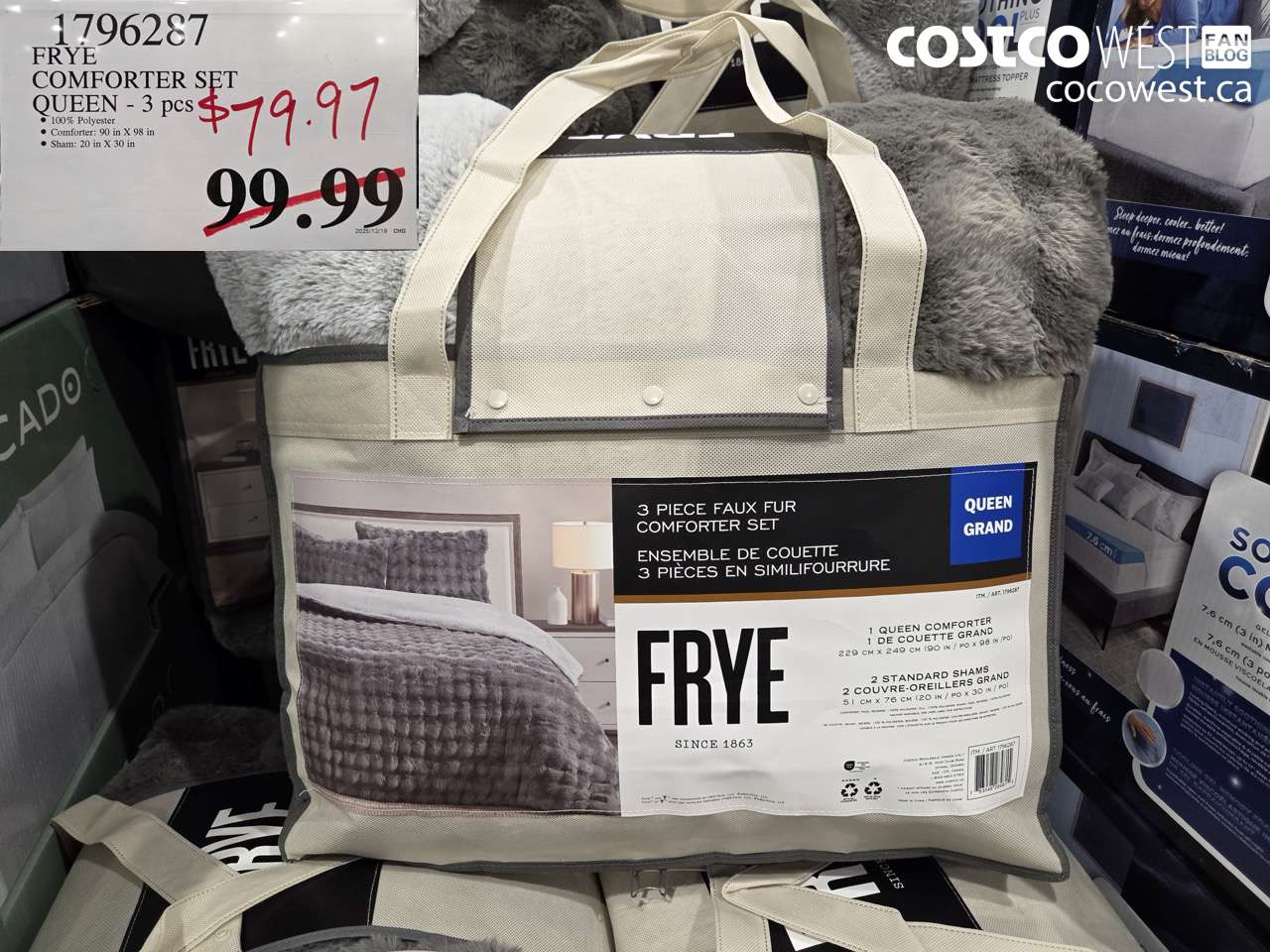 1796287 FRYE COMFORTER SET QUEEN 3 PCS $79.97