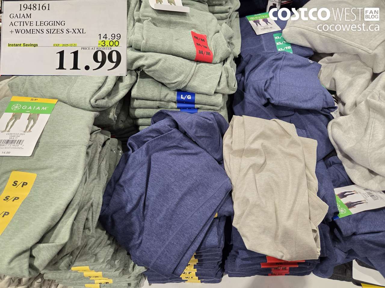 1948161 GAIAM ACTIVE LEGGING WOMENS SIZES S-XXL ($3.00 INSTANT SAVINGS EXPIRES ON 2025-12-21) $11.99