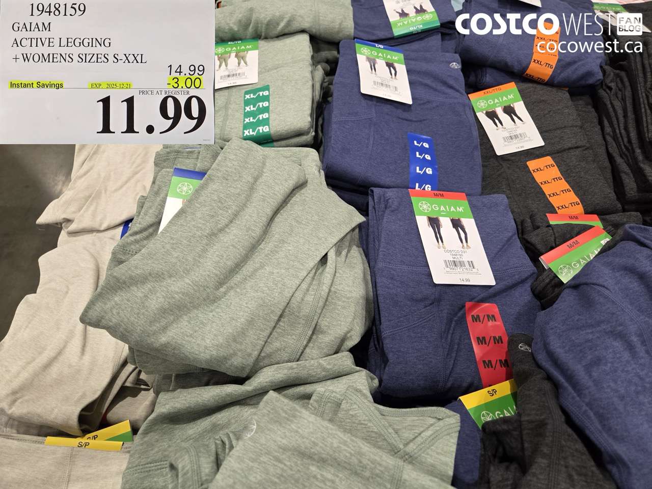 1948159 GAIAM ACTIVE LEGGING WOMENS SIZES S-XXL ($3.00 INSTANT SAVINGS EXPIRES ON 2025-12-21) $11.99