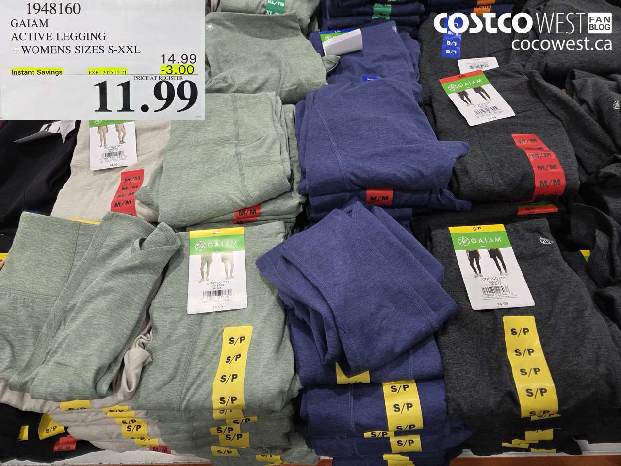 1948160 GAIAM ACTIVE LEGGING WOMENS SIZES S-XXL ($3.00 INSTANT SAVINGS EXPIRES ON 2025-12-21) $11.99