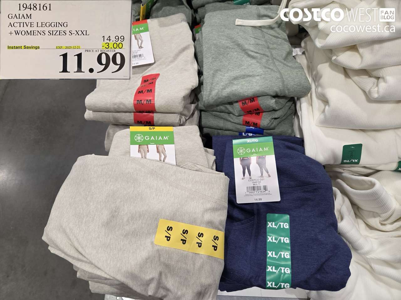 1948161 GAIAM ACTIVE LEGGING WOMENS SIZES S-XXL ($3.00 INSTANT SAVINGS EXPIRES ON 2025-12-21) $11.99