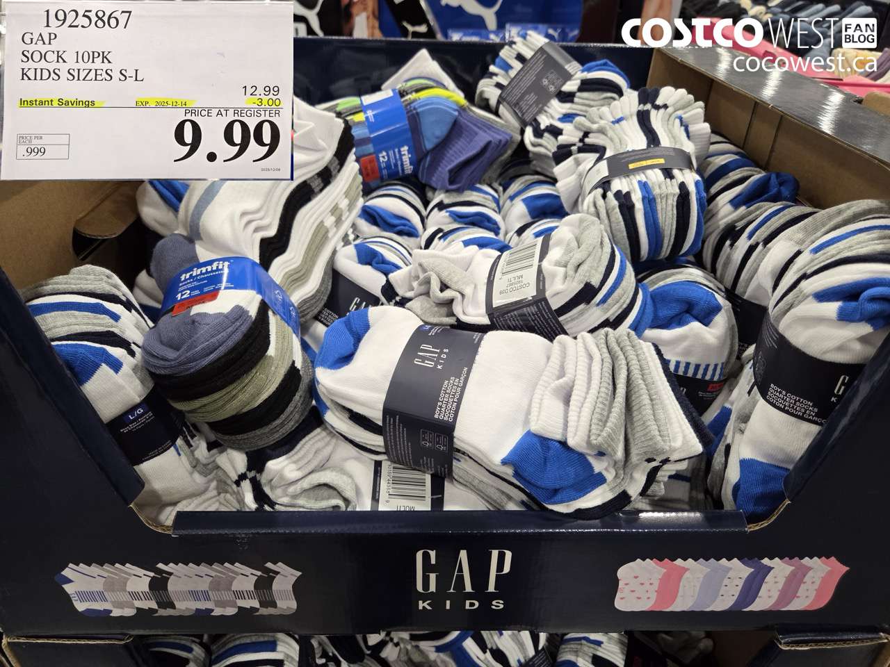 1925867 GAP SOCKS 10PK KIDS SIZES S-L ($3.00 INSTANT SAVINGS EXPIRES ON 2025-12-14) $9.99