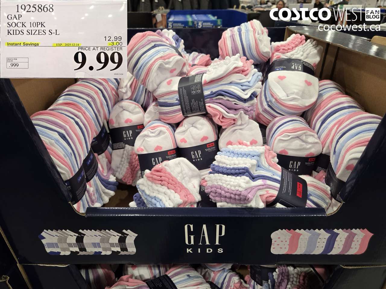 1925868 GAP SOCK 10PK KIDS SIZES S-L ($3.00 INSTANT SAVINGS EXPIRES ON 2025-12-14) $9.99