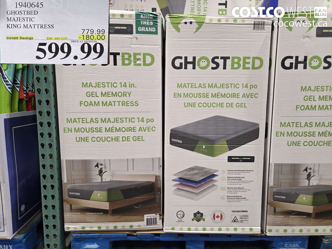 1940645 GHOSTBED 14IN MEMORY FOAM KING MATTRESS ($180.00 INSTANT SAVINGS EXPIRES ON 2025-12-07) $599.99