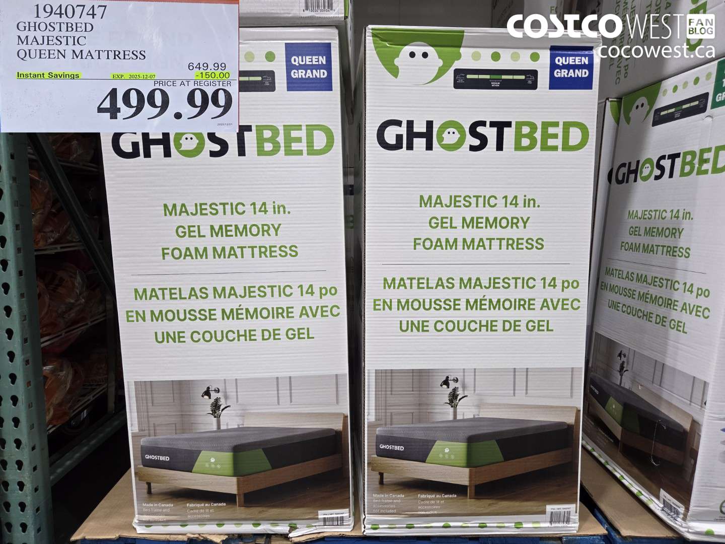 1940747 GHOSTBED MAJESTIC 14 IN QUEEN MATTRESS 14CICFM50 ($150.00 INSTANT SAVINGS EXPIRES ON 2025-12-07) $499.99