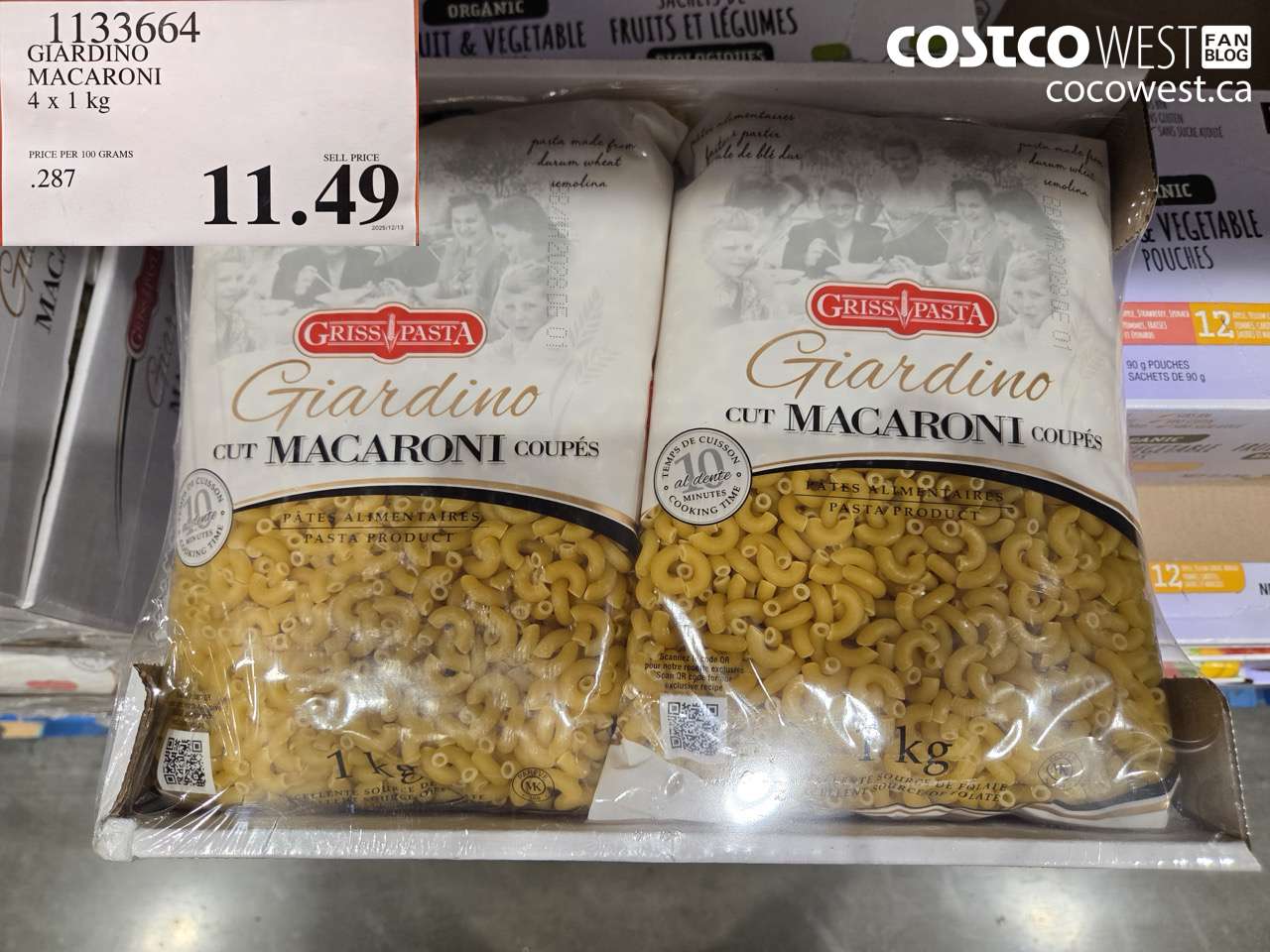 1133664 GIARDINO MACARONI 4 X 1 KG $11.49