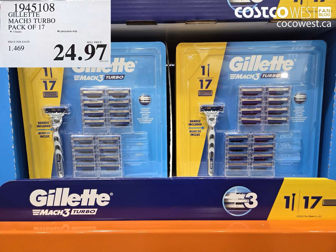 1945108 GILLETTE MACH3 TURBO PACK OF 17 $24.97