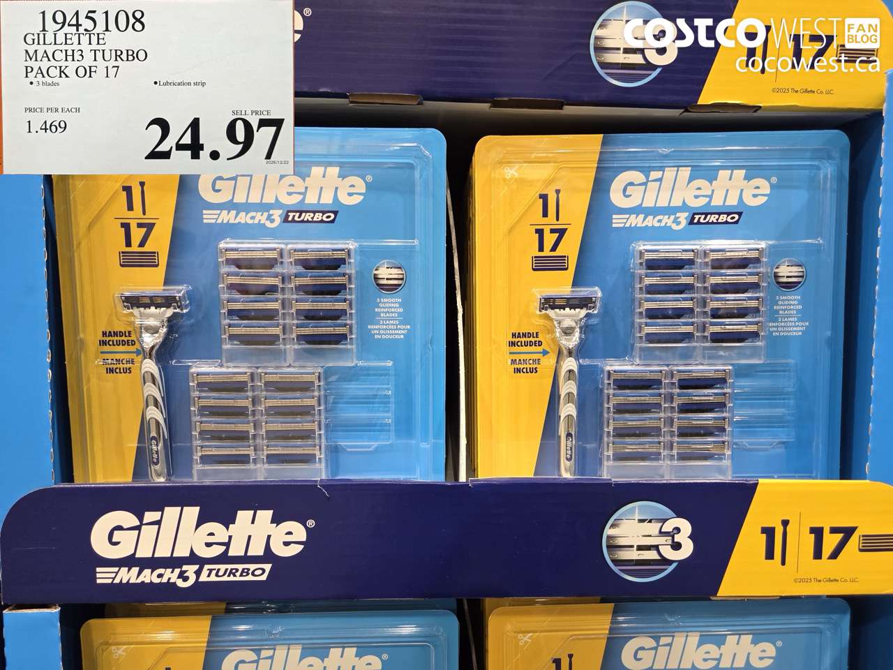 1945108 GILLETTE MACH3 TURBO PACK OF 17 $24.97