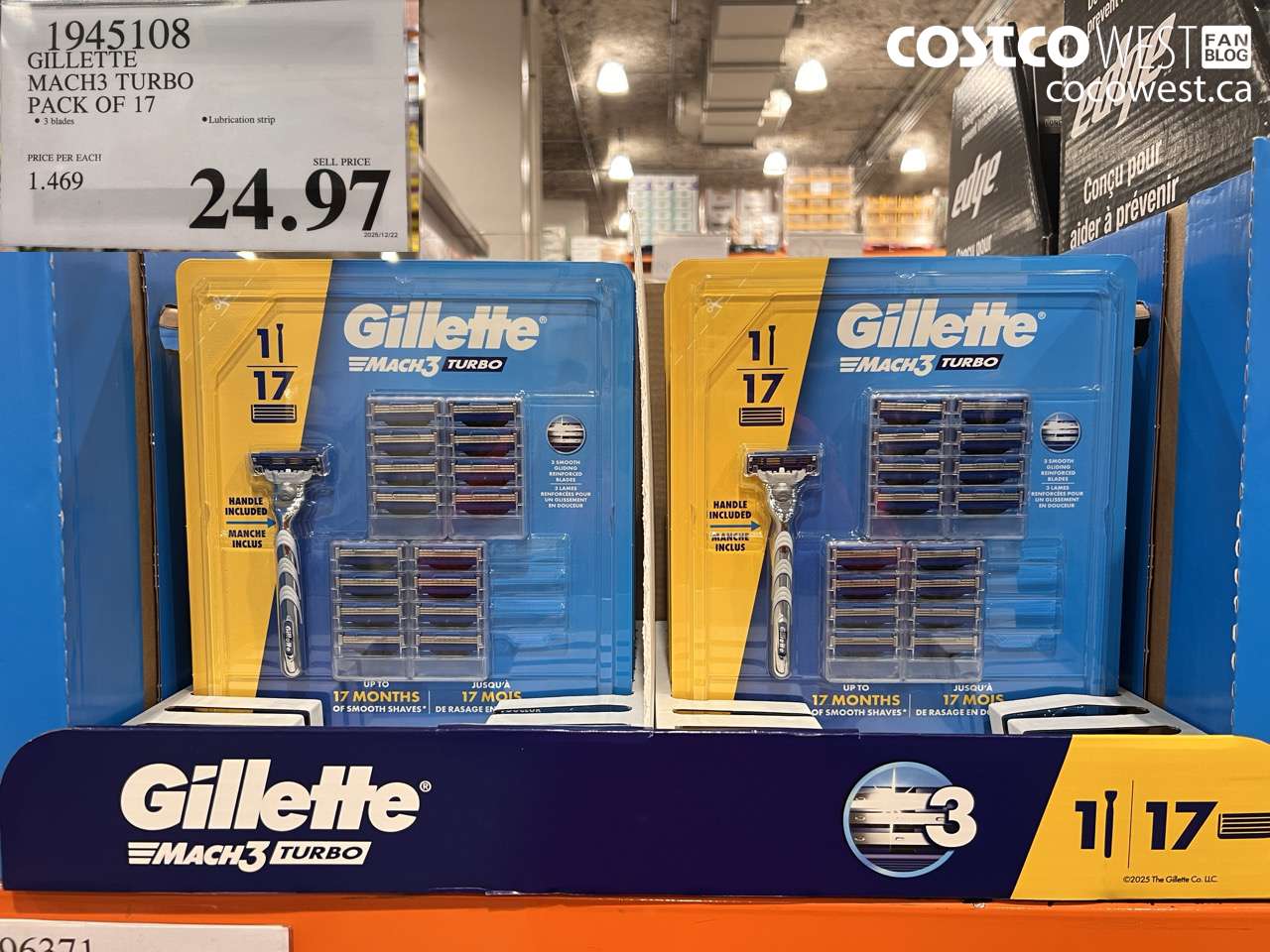 1945108 GILLETTE MACH3 TURBO PACK OF 17 $24.97