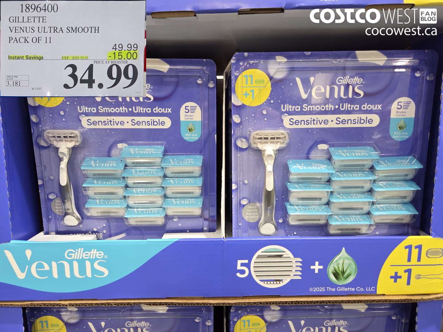 1896400 GILLETTE VENUS ULTRA SMOOTH PACK OF 11 ($15.00 INSTANT SAVINGS EXPIRES ON 2025-12-21) $34.99