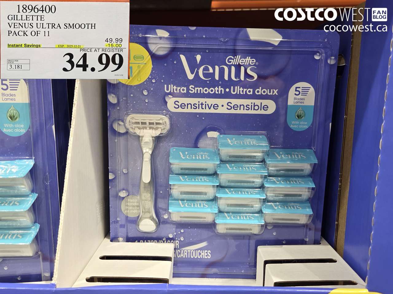 1896400 GILLETTE VENUS ULTRA SMOOTH PACK OF 11 ($15.00 INSTANT SAVINGS EXPIRES ON 2025-12-21) $34.99