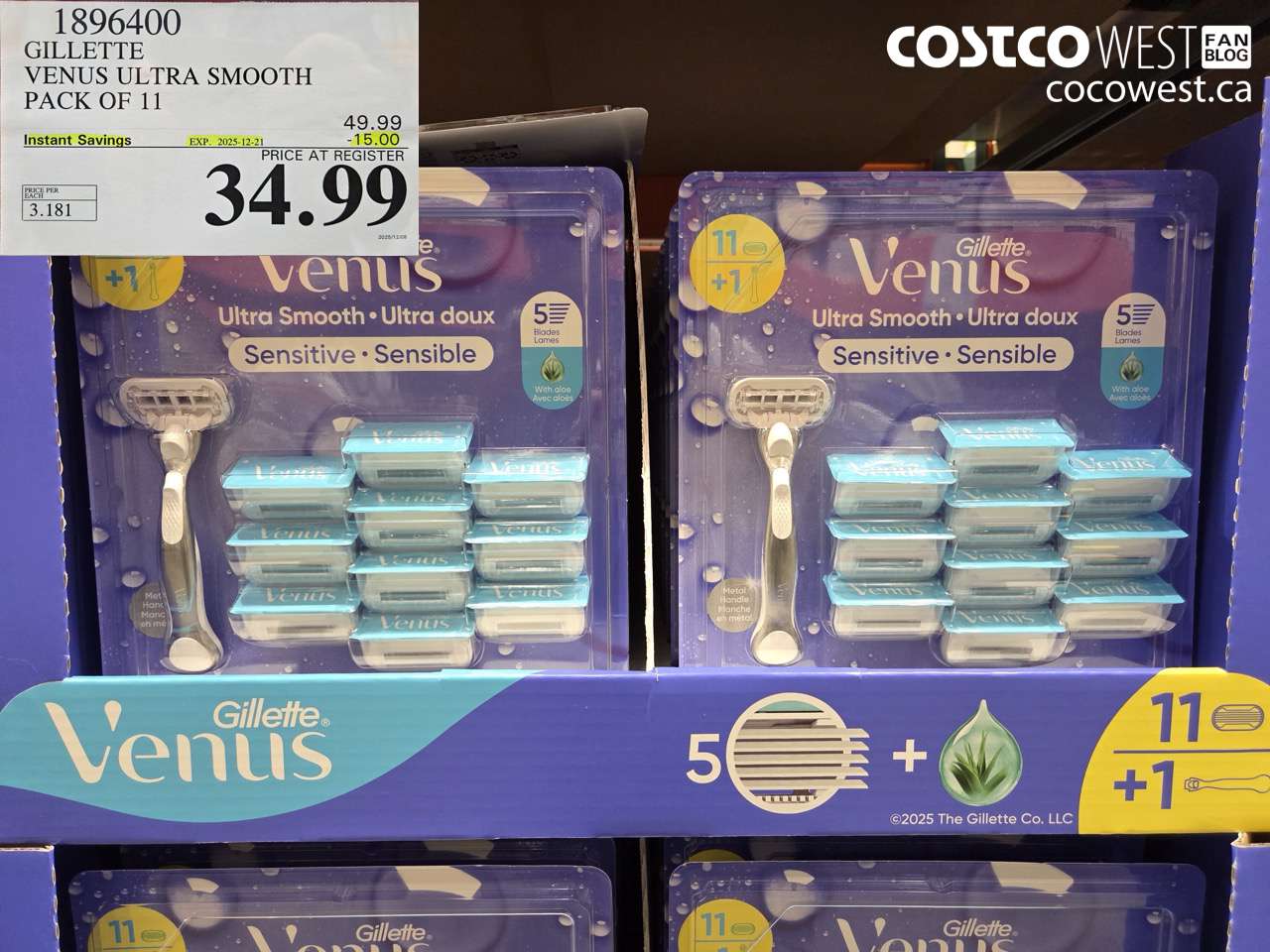 1896400 GILLETTE VENUS ULTRA SMOOTH PACK OF 11 ($15.00 INSTANT SAVINGS EXPIRES ON 2025-12-21) $34.99