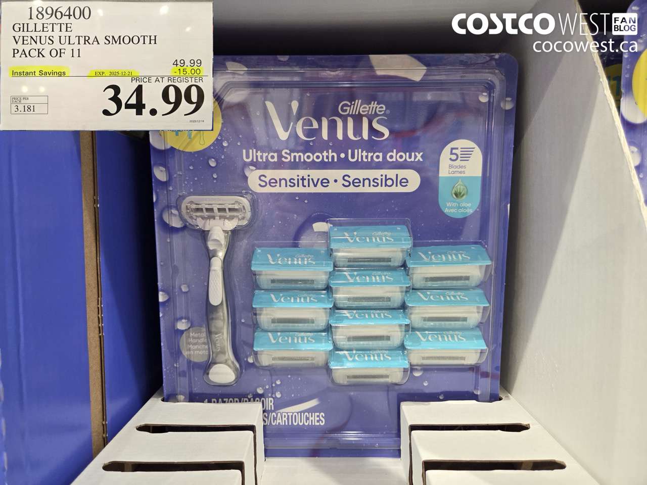 1896400 GILLETTE VENUS ULTRA SMOOTH PACK OF 11 ($15.00 INSTANT SAVINGS EXPIRES ON 2025-12-21) $34.99
