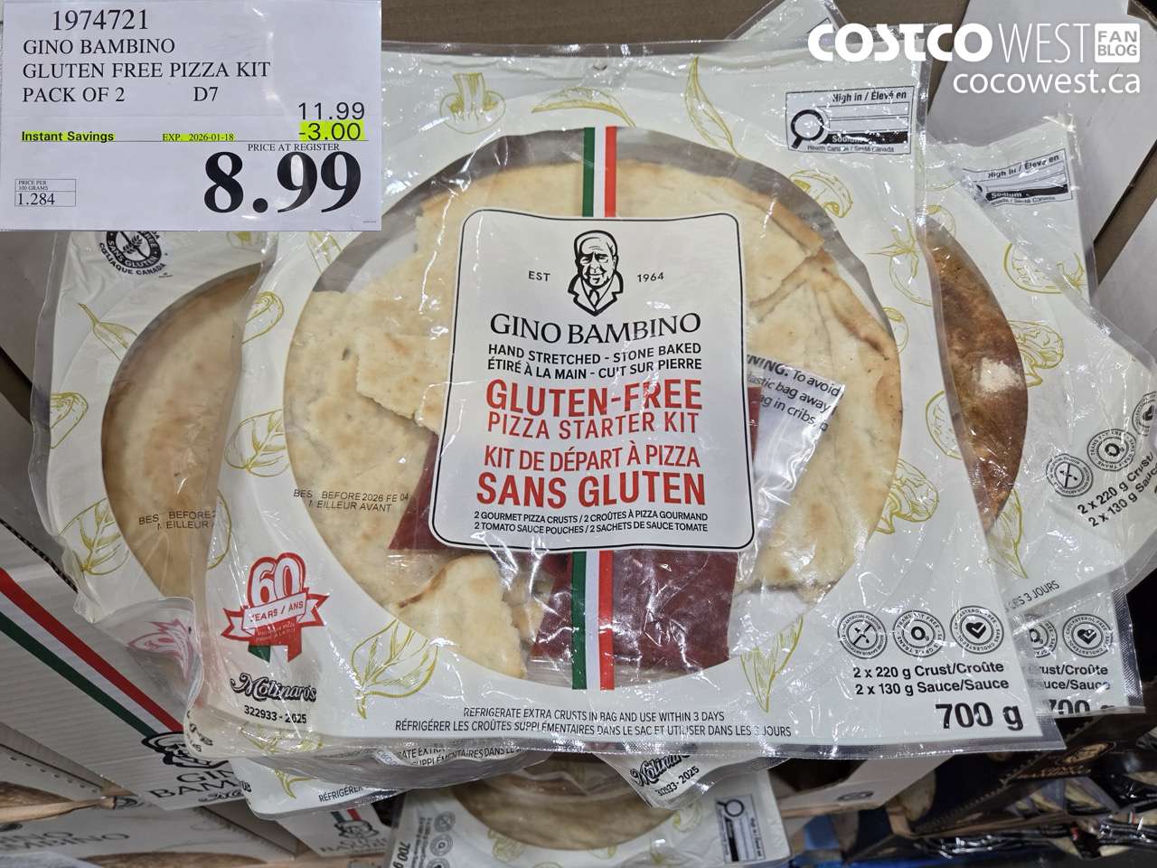 1974721 GINO BAMBINO GLUTEN FREE PIZZA KIT PACK OF 2 ($3.00 INSTANT SAVINGS EXPIRES ON 2026-01-18) $8.99