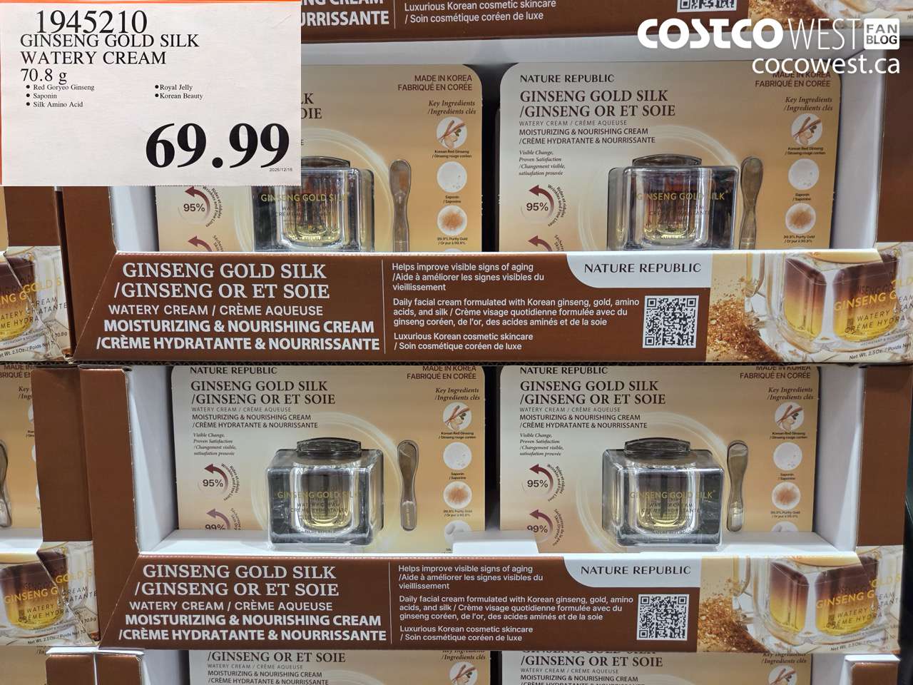 1945210 GINSENG GOLD SILK WATERY CREAM 70.8G $69.99