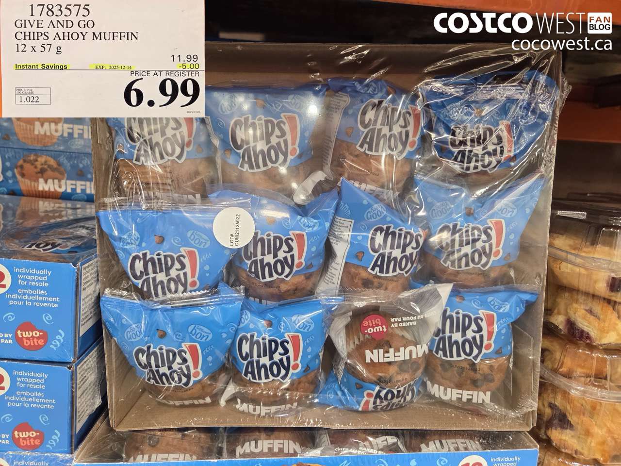 1783575 GIVE AND GO CHIPS AHOY MUFFIN 12 X 57G ($5.00 INSTANT SAVINGS EXPIRES ON 2025-12-14) $6.99