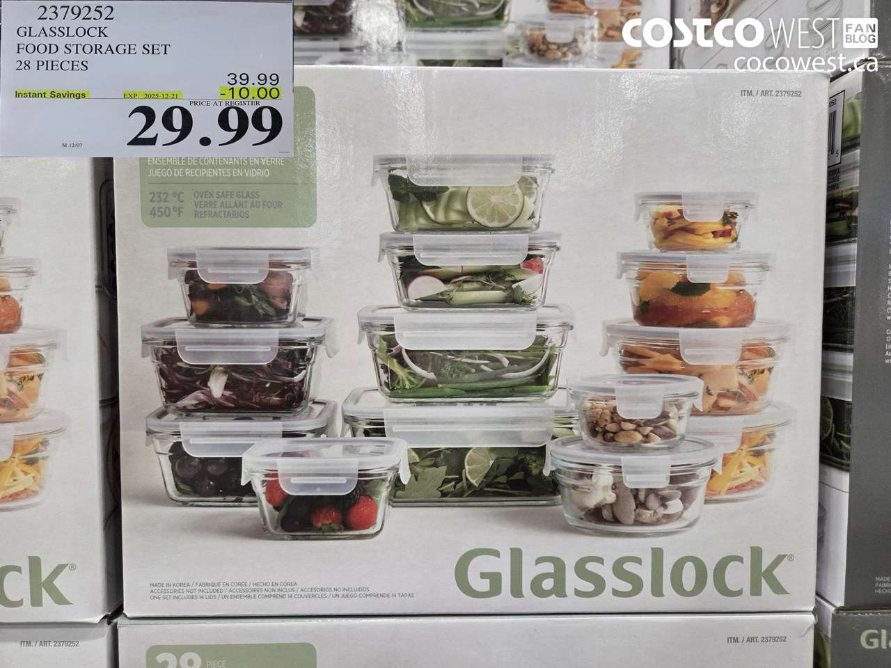 2379252 GLASSLOCK FOOD STORAGE SET 28 PIECES ($10.00 INSTANT SAVINGS EXPIRES ON 2025-12-21) $29.99