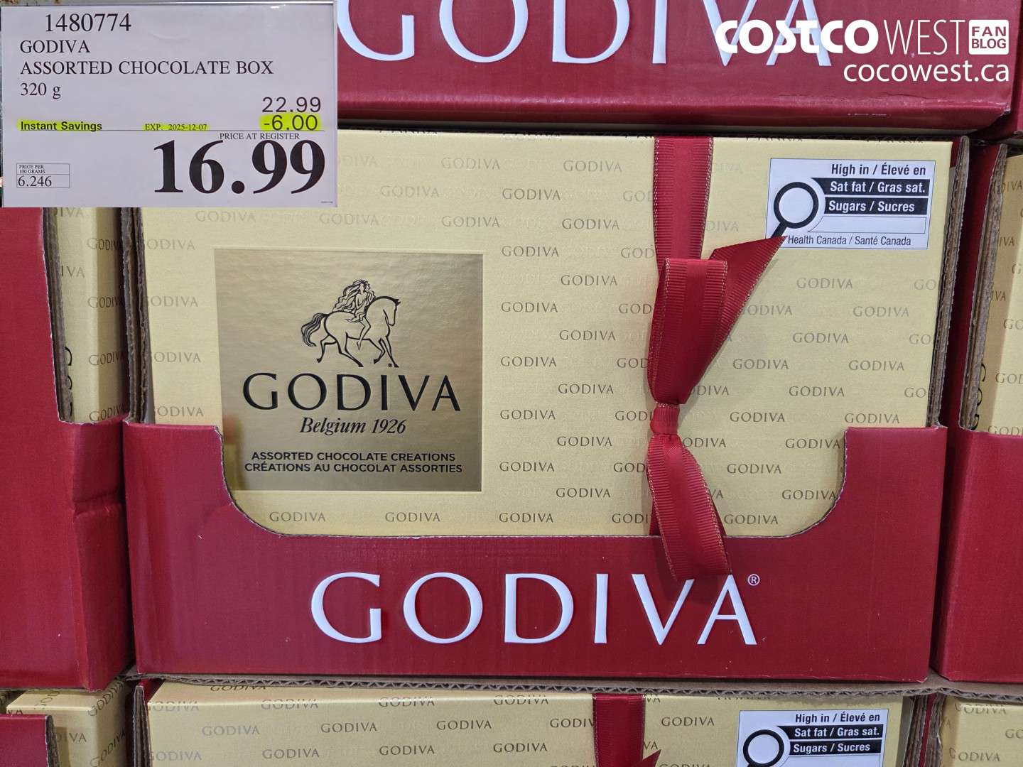 1480774 GODIVA ASSORTED CHOCOLATES 272 G ($6.00 INSTANT SAVINGS EXPIRES ON 2025-12-07) $16.99