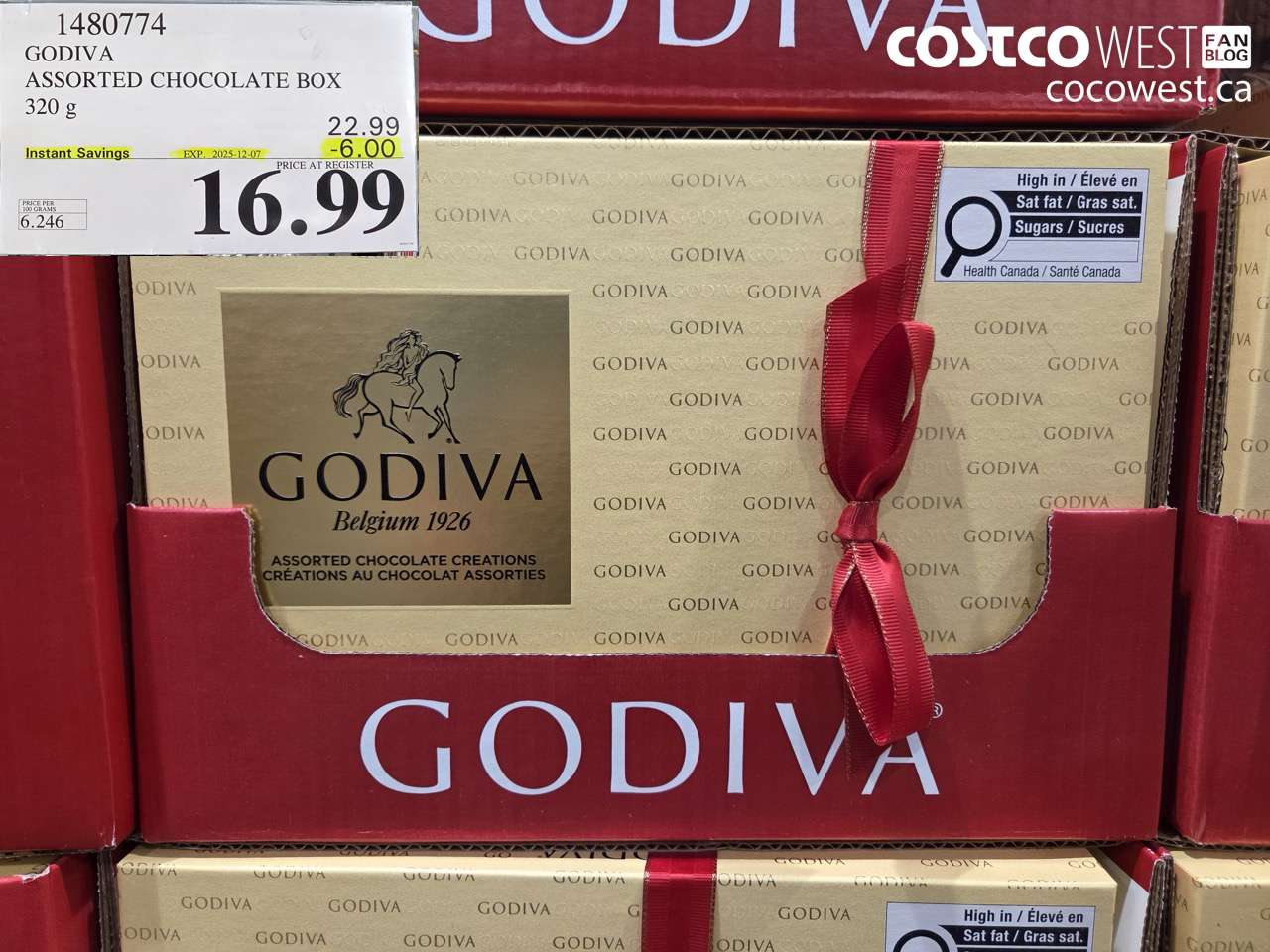1480774 GODIVA ASSORTED CHOCOLATES 272 G ($6.00 INSTANT SAVINGS EXPIRES ON 2025-12-07) $16.99