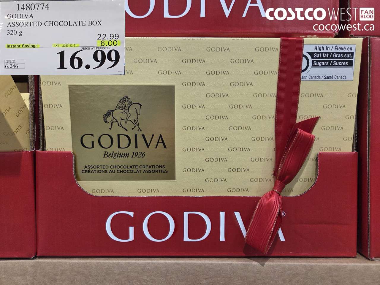 1480774 GODIVA ASSORTED CHOCOLATES 272 G ($6.00 INSTANT SAVINGS EXPIRES ON 2025-12-21) $16.99