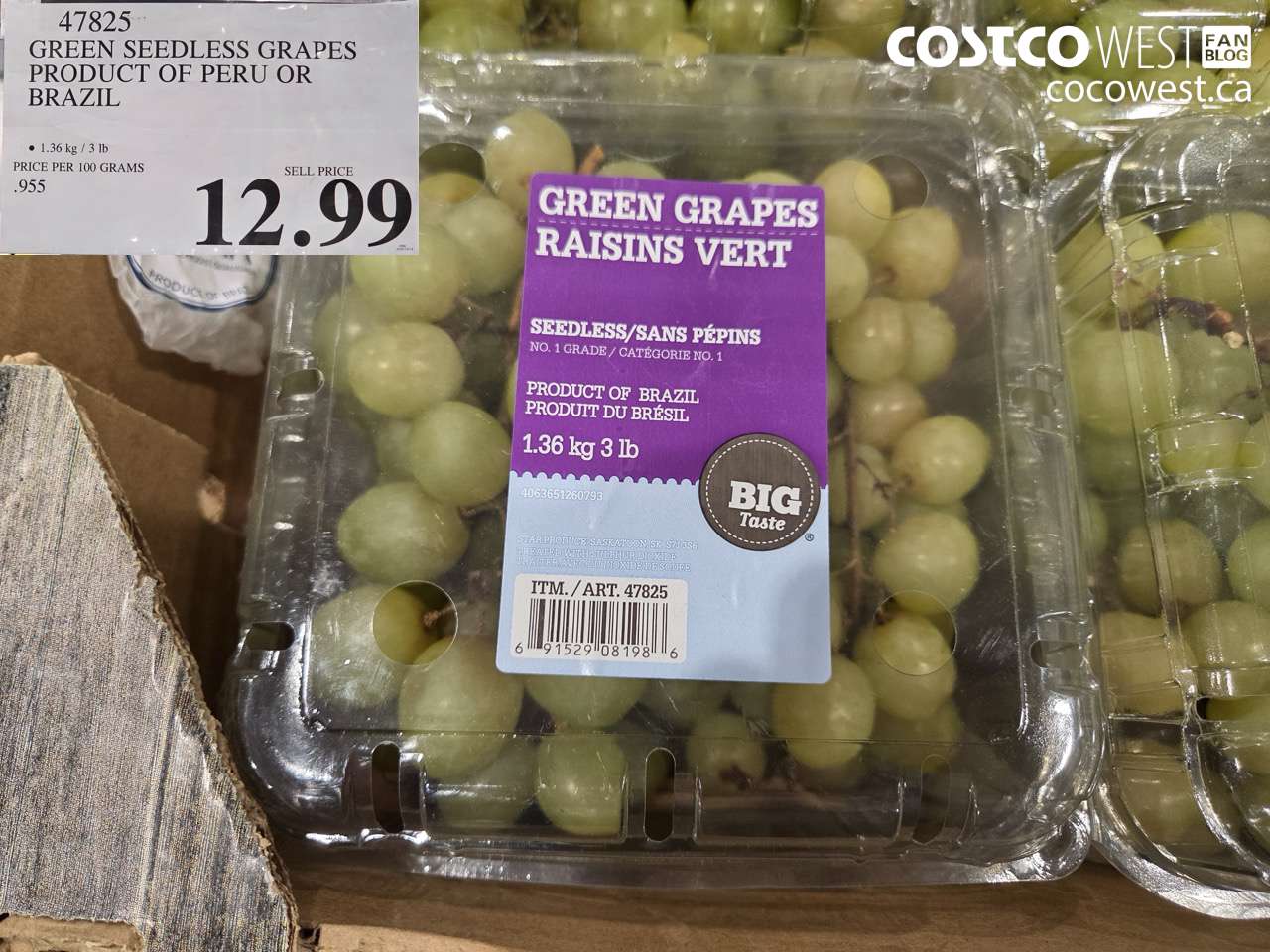 47825 GREEN SEEDLESS GRAPES PRODUCT OF PERU OR BRAZIL $12.99