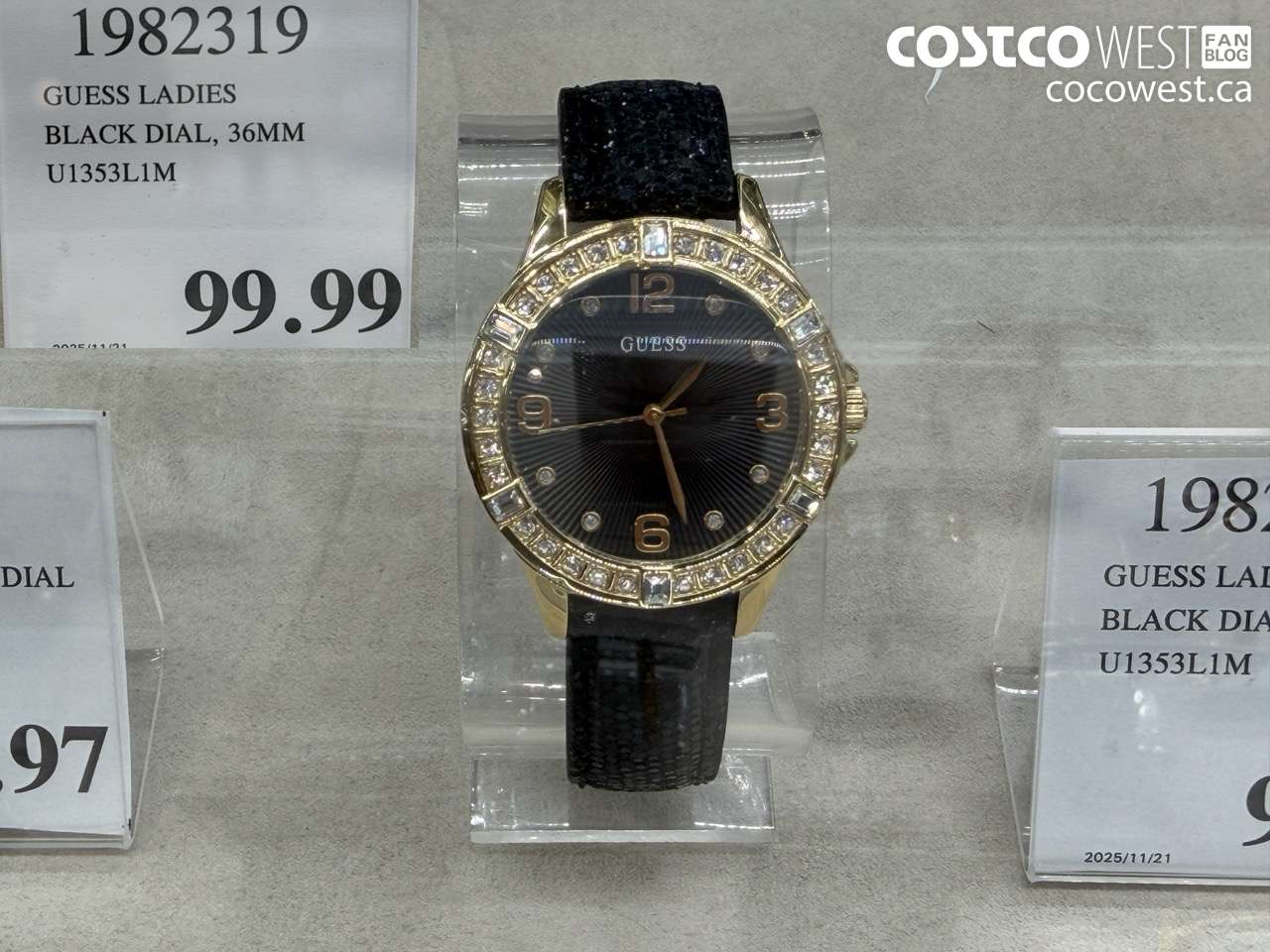 1982319 GUESS LADIES BLACK DIAL, 36MM U1353L1M $99.99