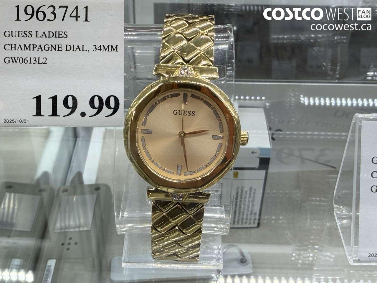 1963741 GUESS LADIES CHAMPAGNE DIAL, 34MM GW0613L2 $119.99