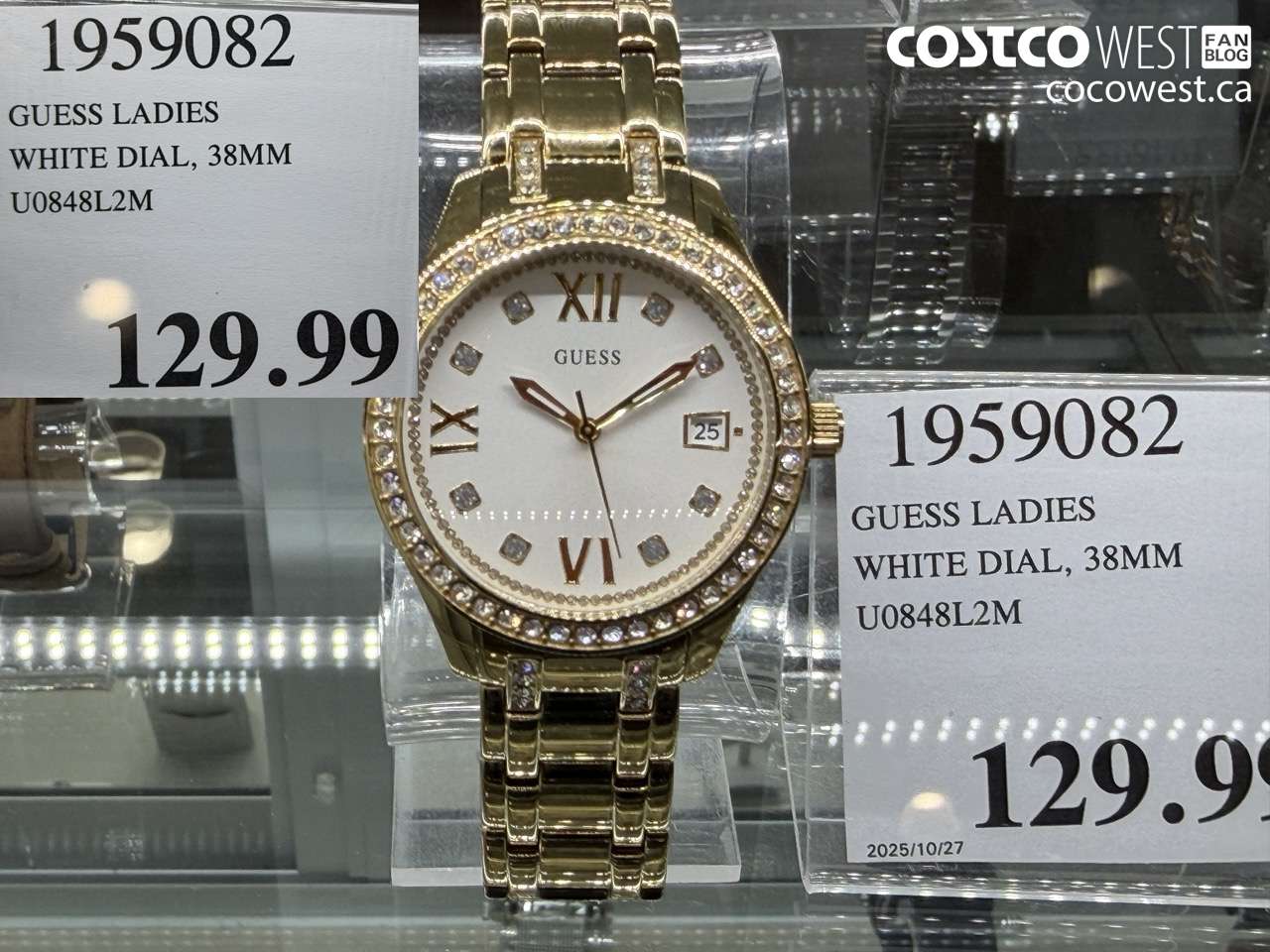 1959082 GUESS LADIES WHITE DIAL, 38MM U0848L2M $129.99