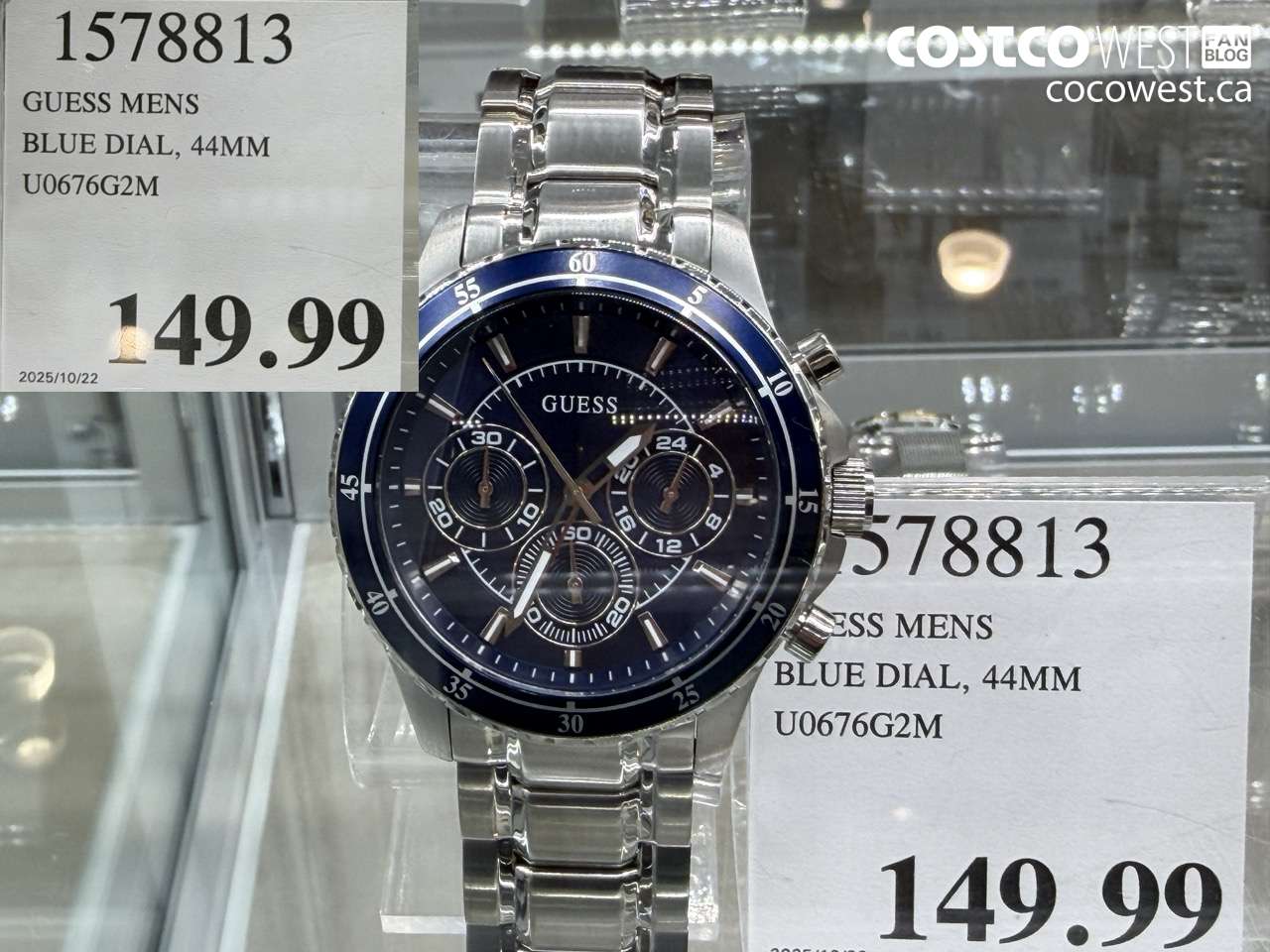 1578813 GUESS MENS BLUE DIAL 44MM U0676G2M $149.99