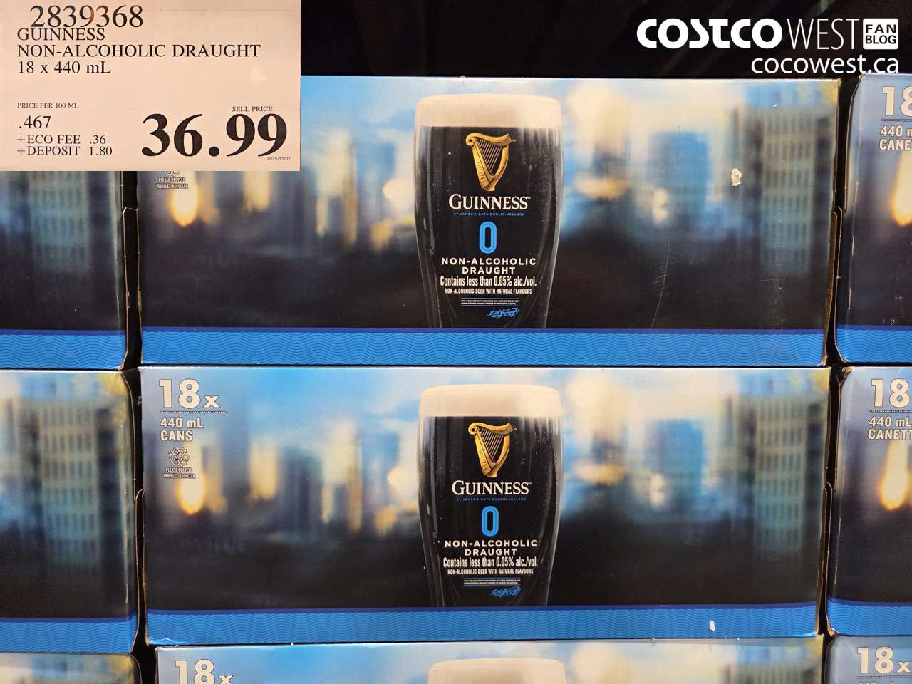2839368 GUINNESS NON-ALCOHOLIC DRAUGHT 18 X 440ML $36.99