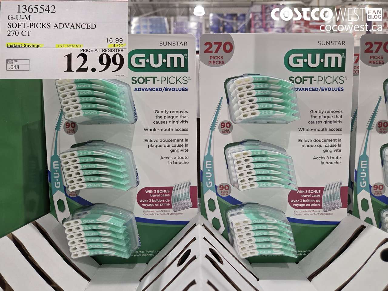 1365542 G-U-M SOFT-PICKS ADVANCED 270 CT ($4.00 INSTANT SAVINGS EXPIRES ON 2025-12-14) $12.99